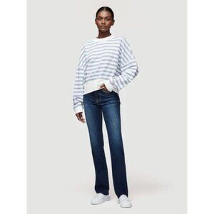 FRAME Chambray Multi Striped Sweatshirt L | Made‎ in USA | Minimalist Loungewear